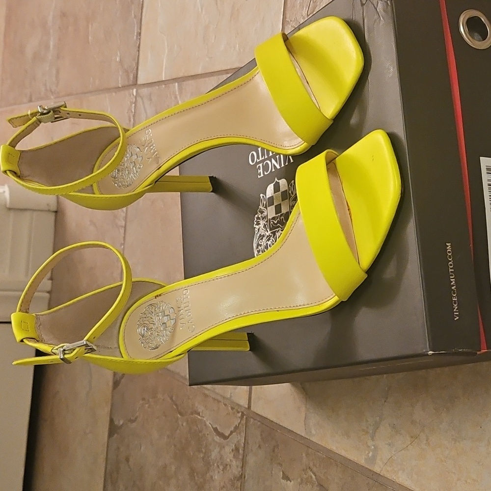 Vince Camuto Bright Yellow Ankle Strap Heels
